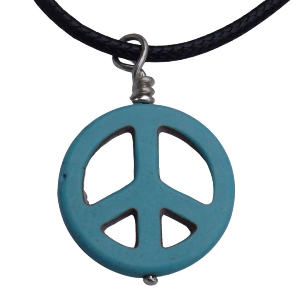 Blue Peace Sign Necklace 4079